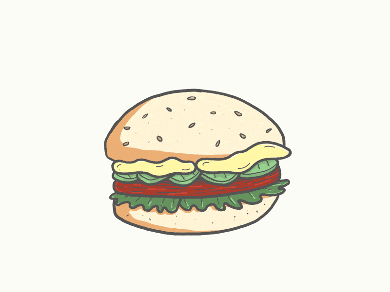 Hmmburger animation character design fast food fast moving food frame by frame frame by frame animation gif hamburger illustration licking
