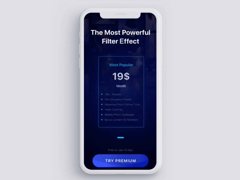 #030 - Pricing animation blue daily ui interface mobile premium price pricing principle ui ui challange