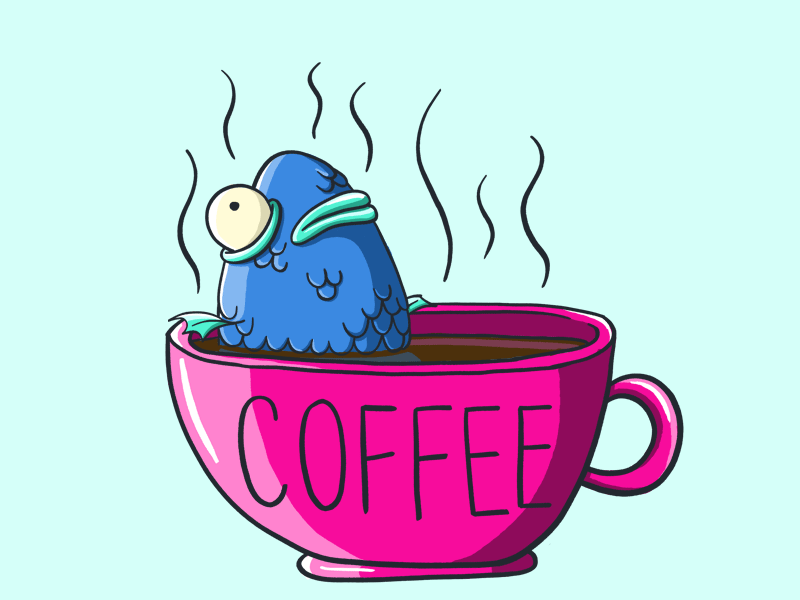 Fishlegs Coffee Hot Tub 2d animation character coffee design fishlegs illustration photoshop