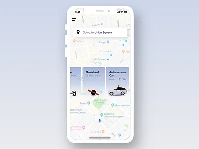 Last Mile App Scroll autonomous car bike driverless car iphone x last mile onewheel self driving car sketch transportation uber ui