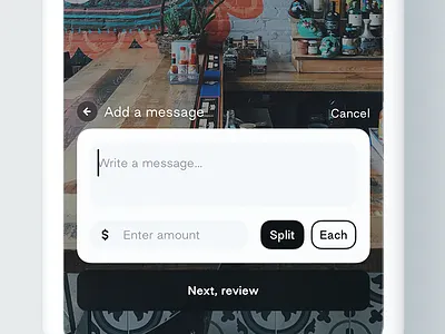 Split / Each Payments bottom sheet each finance fintech ios madeintoronto minimal multi user payments pay payments payments app simple split split bills toronto ui ux