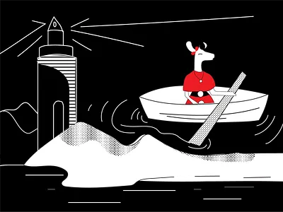 A Boat Trip art art collective black and white deer deer illustration design digital art digital illustration digital store ecommerce halx halx store illustration illustrationdaily mascot mascot character