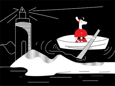 A Boat Trip art art collective black and white deer deer illustration design digital art digital illustration digital store ecommerce halx halx store illustration illustrationdaily mascot mascot character