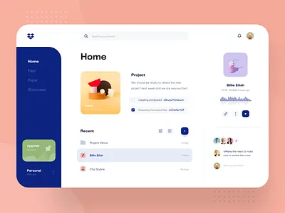 Dropbox Desktop Redesign - Web Dashboard Product Design app browser clean colorful crm dashboard desktop development documents dropbox interface management material minimal tablet team ui