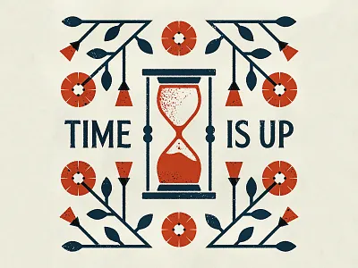 Time Is Up death design flower hourglass illustration illustrator poppy texture time vector vine
