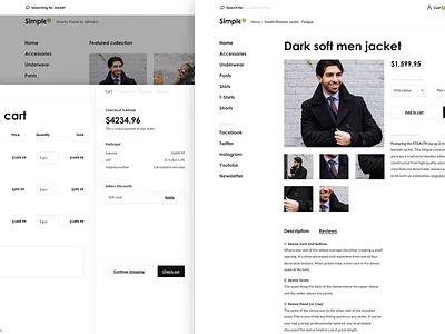 Daily UI - Simple Shopify theme redesign card design cards checkout daily ui delivery ecommerce figma figmadesign gallery jacket payment search shop shopify store template ui webdesign website