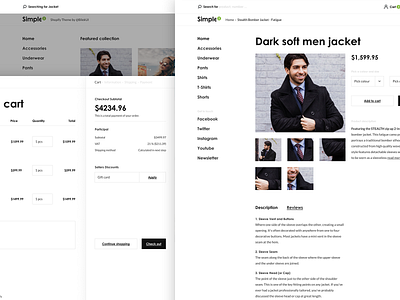 Daily UI - Simple Shopify theme redesign card design cards checkout daily ui delivery ecommerce figma figmadesign gallery jacket payment search shop shopify store template ui webdesign website