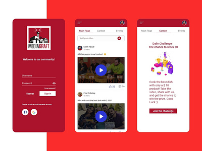 Social Media App application channel creative design illustration interface mediakraft mobile app pink social media social network ui ui ux ux design
