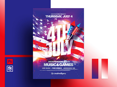 4th Of July Flyer Template 4th of july american flag blue and red cards celebrate fireworks flyer templates fourth of july graphic design independence day independence day flyer invitation memorial day party flyer photoshop poster psd psd flyer rocket usa