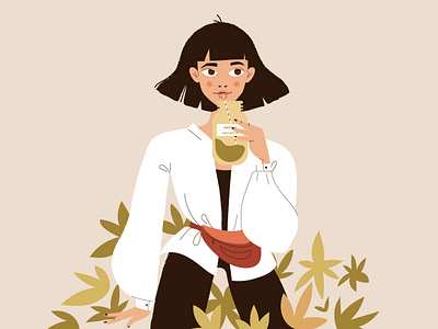 Matcha Girl for Draw it in your style challenge character design floral girl matcha vector illustration woman