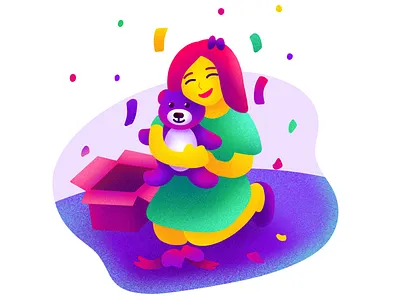 Charity charity concept design gift girl gradient graphic design illustration mobile app design pink present procreate procreate art purple teddy bear toy ui web web deisgn web illustration