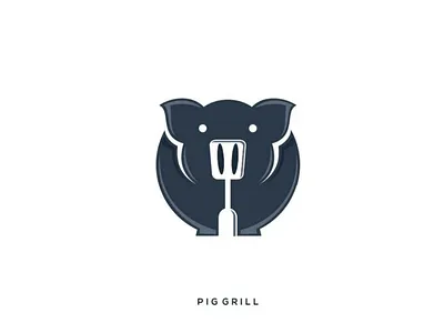 PIG GRILL design inspiration logo logoinspiration negativespace pig spatula