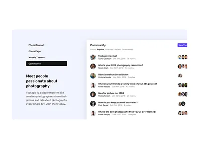 Community section benefit benefits clean design features forum forums landing landing page landing page design minimal screenshot web design webdesign