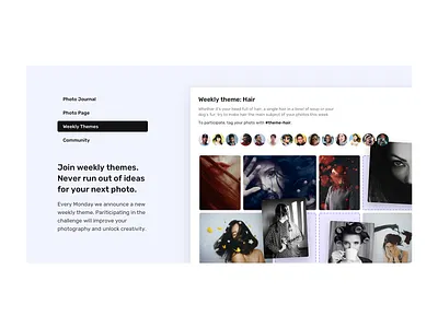 Weekly Themes block clean features features page landing landing page minimal product product page webdesign