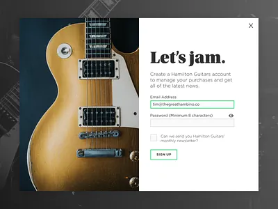 UI - Guitar Signup guitar ui uidesign