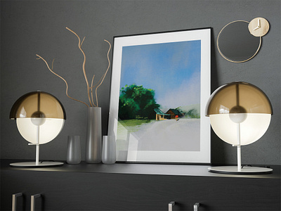 Digital Art Poster Mockup contemporary digital art digital illustration digital painting illustration landscape rural rural art