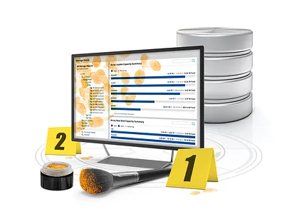 Evidence collage csi database fingerprints illustration