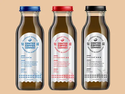Coffee Labels bottle coffee industrial label lockup logo mockup packaging silver type typography