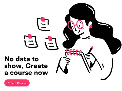 Create New Course design flat girl icon illustration minimal mobile notebook notebooks notes office pen stationary student typography ui ux vector web women