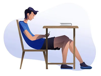 Backbenchers chair character class illustration minimal phone school student studying table ui