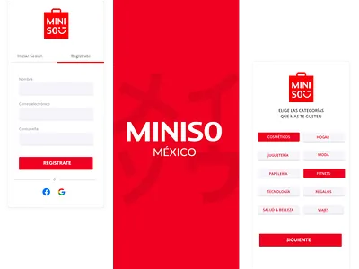 Miniso app app ui category design mobile register