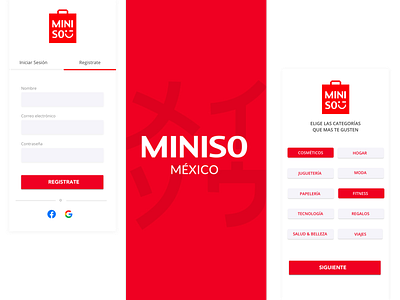 Miniso app app ui category design mobile register