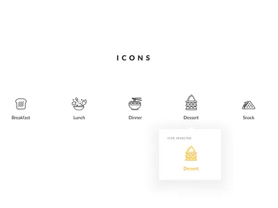 icons food app design details e commerce filter flat food icon logo portofolio selected sketch supermarket ui ux vector web website yellow
