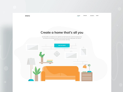 Interior service landing page application branding color design header illustration illustrations interior landing minimal product rent service typography ui uiux ux vector web website