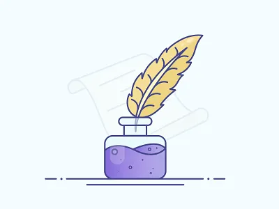 Ink & Feather Pen design feather gradient icon illustration illustrator ink ink pen logo minimal paper pen vector