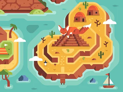 Two Dots - Level Uplands - Desert Zone cliff desert desert fox fox island landscape map puzzle sailboat temple treasure hunt treasure hunters two dots video game village