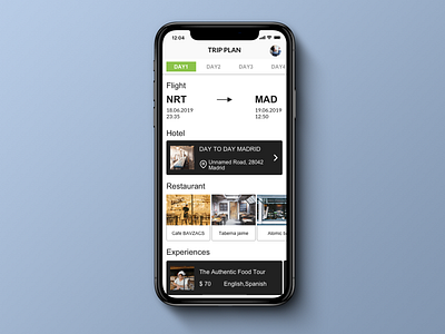 Daily UI 079 Itinerary. 100 day challenge 100 day ui challenge dailyui design diseño experiences flight hotel itinerary sketch app travel plan ui ui ux uidesign uipractice unsplash