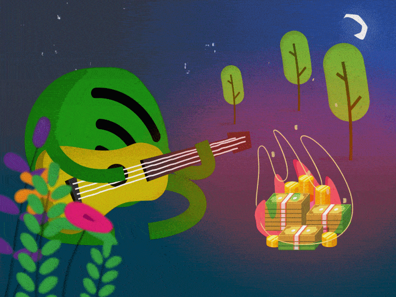 Spotify Burn Money 2d animation after effect animation illustration motion design motion graphic spotify