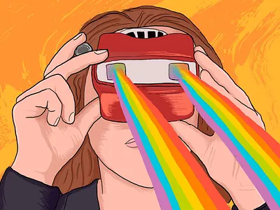 Dreaming of a better world 🌈 character girl illustration lgbtq pride pride month rainbow retro vector view master