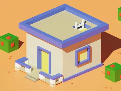 Desert House 3d blender concept design simple