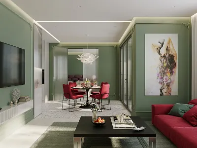 Living room in two-room apartment 3d 3ds max 3dsmax cgart cgi corona render corona renderer design interior interior design interiors photoshop