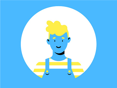 Son blue boy character family flat illustration overalls portrait simple son stripes vector