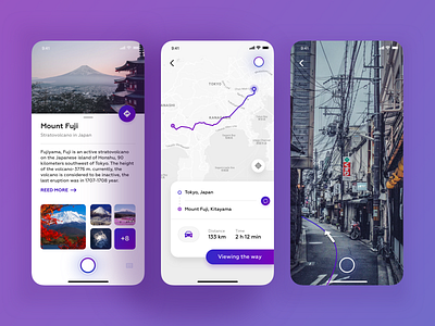 The assistant will tell you about places and how to get to them app assistant fuji kit map place travel trip ui