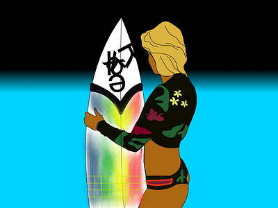 Girl With Surfboard design illustration