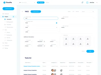 TimeMe - project management daily design logo designer ui ui design ui designer web designer