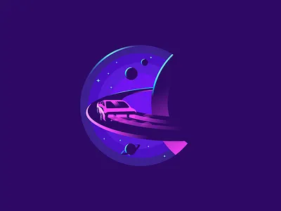 Space highway albania car creative creative design design dribbble highway illustraion illustration jetmir lubonja logo planet space stars vector