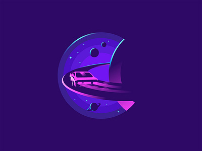 Space highway albania car creative creative design design dribbble highway illustraion illustration jetmir lubonja logo planet space stars vector