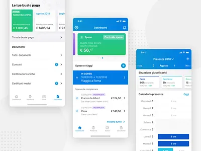 Dipendenti in Cloud — App app app dashboard app design attendance sheet business expenses card dashboard dashboard app expenses app hr human resources payroll sketch time sheet ui