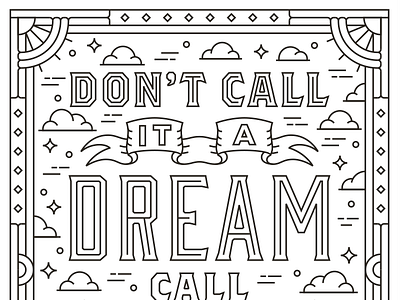 Coloring Book Crop border coloring book illustration monoline quote typography