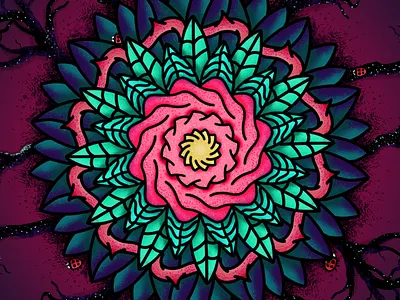 Eose flower flower illustration illustrated illustration illustration art leaf leaves nature illustration symmetry