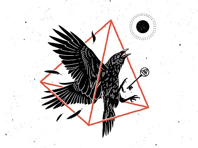 Distance Closing In crow fire illustration key ortus pyramid raven sun