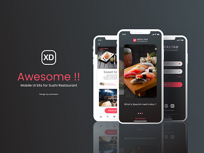 Sushi Restaurant App Challenge for Mobile app application business design flat form interface japanese kit material mobile mockup phone restaurant screen sign sushi ui user ux