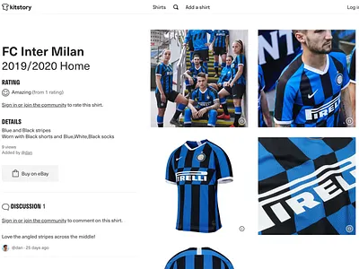 Shirt page on kitstory.co data football jersey layout shirts soccer ui