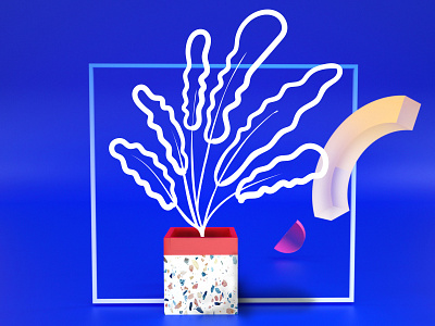 Flower and more 02 3d abstract art bleu c4d design grid illustration octane