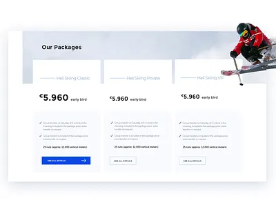 Package Heliskiing blue clean clean design responsive design grid illustrator landing landing page minimal multiple page page photoshop presentation pricing simple ui ux vector website