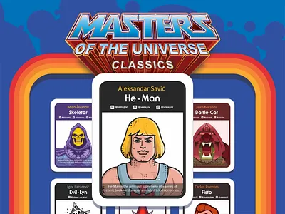 He Man Cards 1980s 80s 80s style cards characters collaboration fans he man heman i have the power masters of the universe muscles powerful prowling retro strong sword throwback tiger type typography vintage